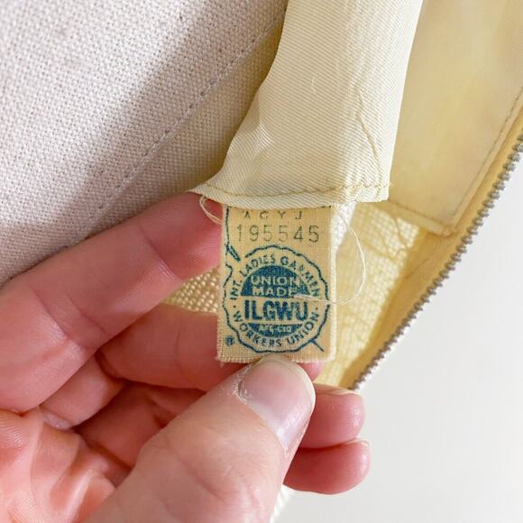 Vintage Tammy Andrews Cream/Orange Sleeveless Pencil Dress Floral Crewel Detail - Picture 7 of 8